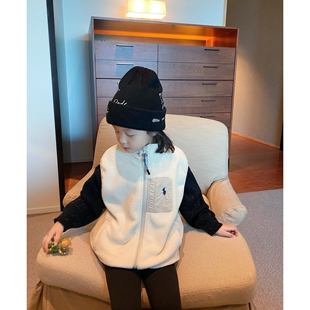 YUSONG◆2024秋冬季新款男女儿童装韩版polo羊羔毛颗粒绒棉服马甲