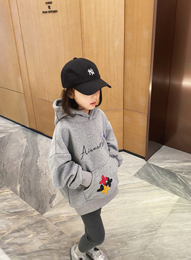 YUSONG◆2025冬季新款男童女儿童装韩系时髦连帽内搭卫衣加绒加厚