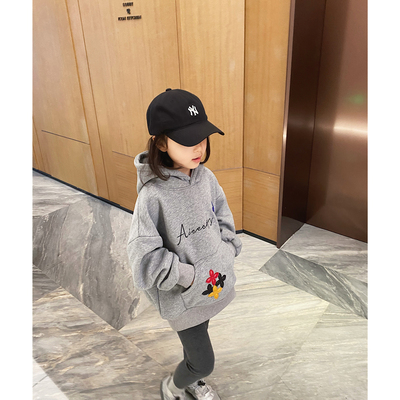 YUSONG韩国儿童印花刺绣灰色卫衣