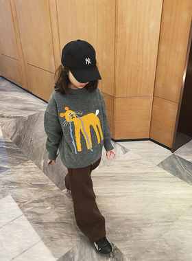 YUSONG◆2025秋冬新款男童灰色针织上衣超好看女童毛衣洋气时髦