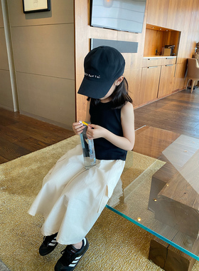 YUSONG◆2026夏季新款女儿童装日系休闲白色工装半身裙长裙薄款