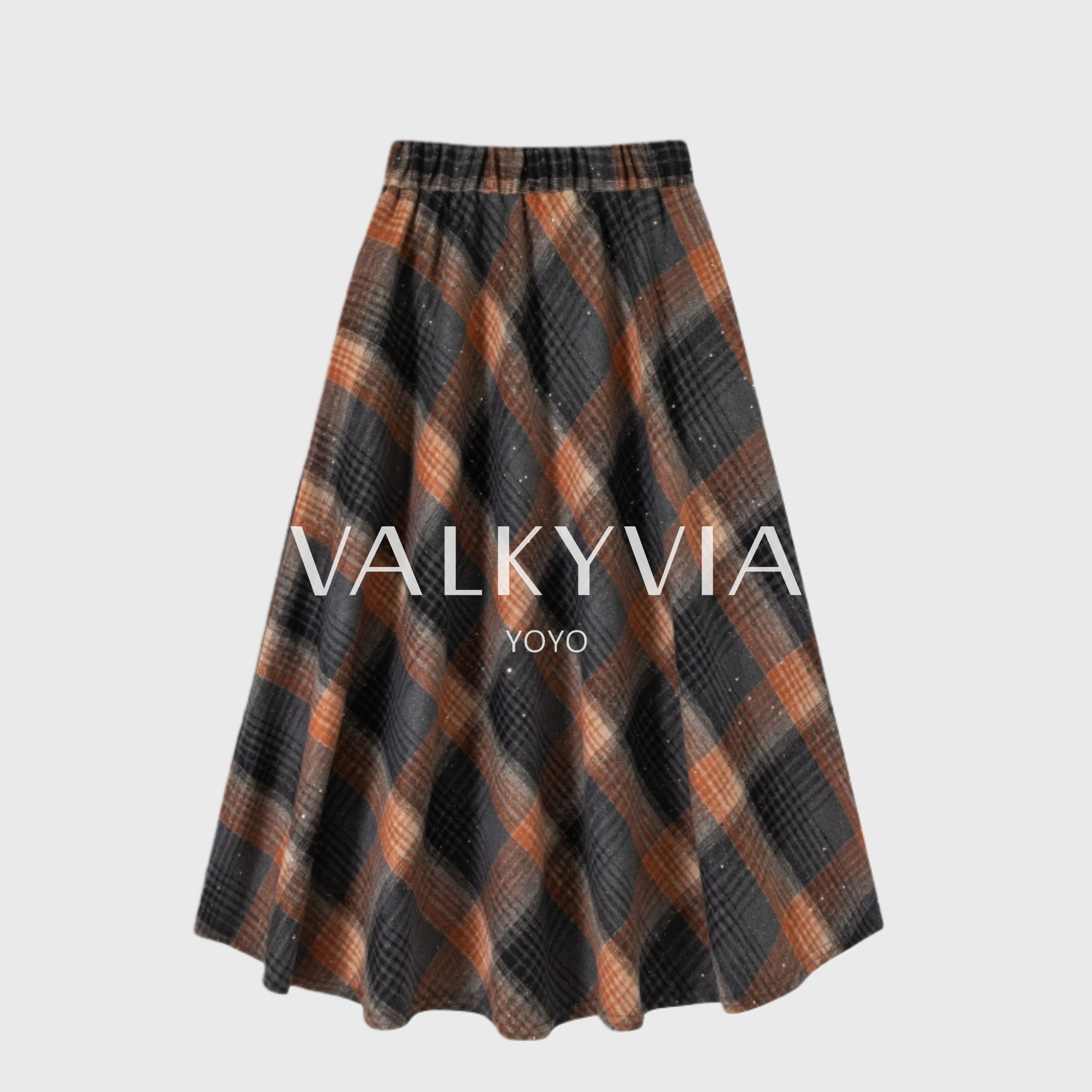 【Valkyvia/悠悠奢品】厚款格子A型半身裙时尚百搭潮流女装8663