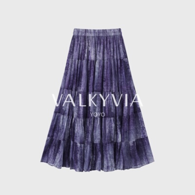 【Valkyvia/悠悠奢品】百搭紫色系裙子时尚波点半身裙印花女8812