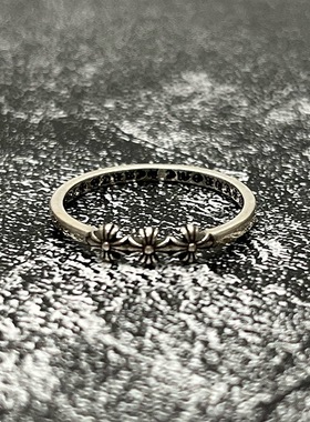 克罗泰银复古做旧！三十字花戒子 个性百搭款