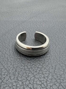 泰银复古光面开口戒指男士女生款情侣对戒轻奢高级感男款卡莱茵