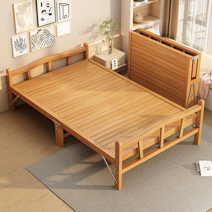 竹床折叠床单人双人简易家用成人午休凉床出租房硬板实木午睡小床