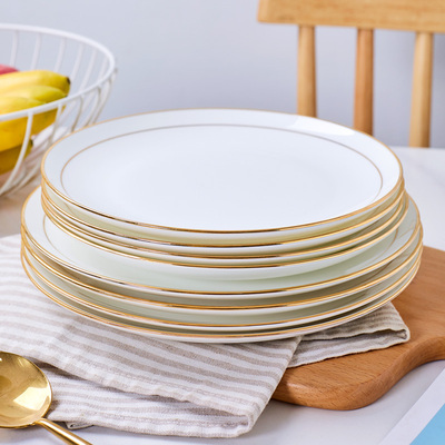 盘盘盘家用景德镇陶瓷高端可及豪华西餐盘骨盘金边骨瓷餐具盘套