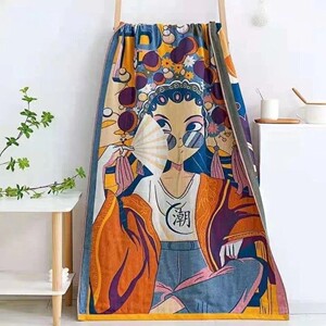 柔软浴巾纯棉纱布超大卡通男女