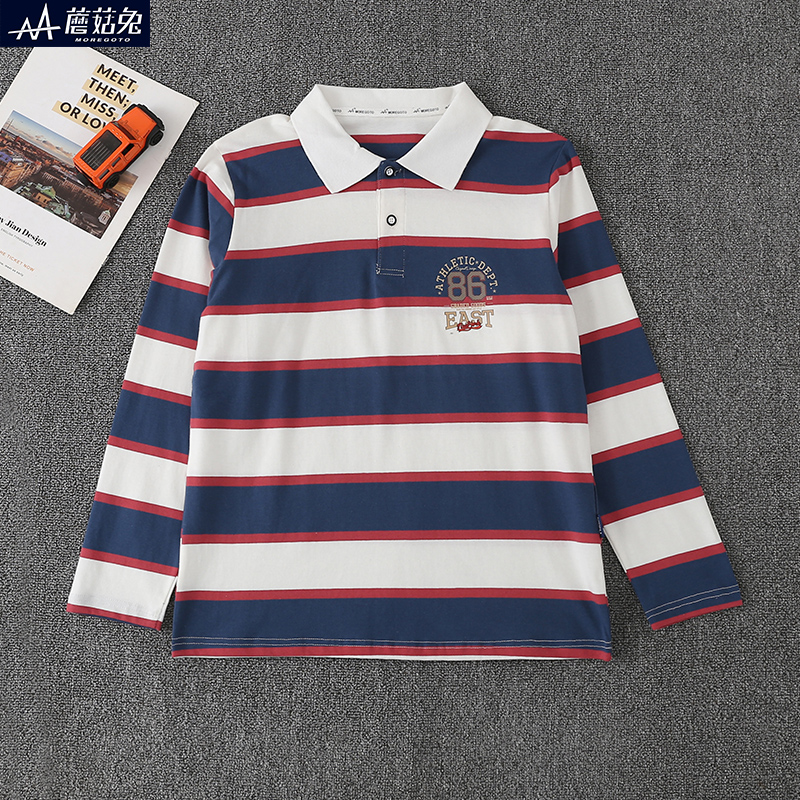 蘑菇兔胖男童条纹POLO衫春秋薄款