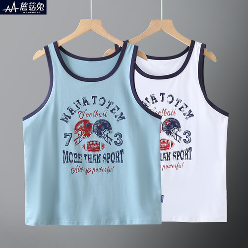 蘑菇兔胖大童男童背心薄款棉夏季