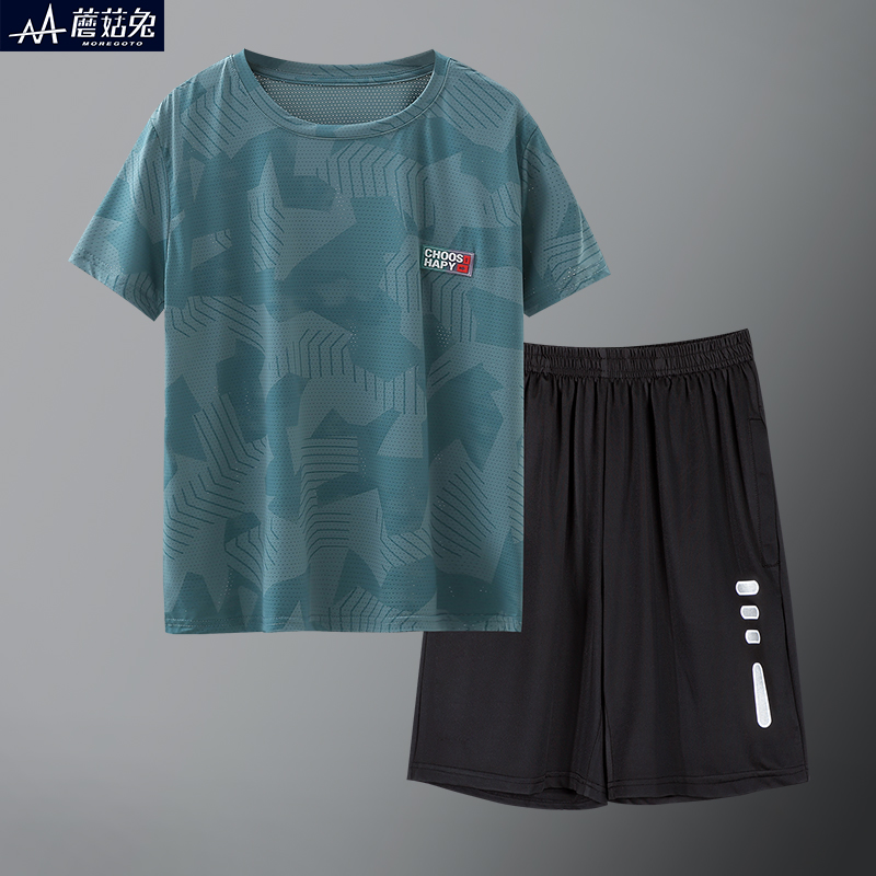大码童装胖e男童夏装套装大童男装速干衣运动服青少年男孩夏天衣