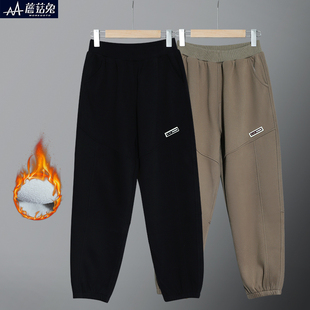 加肥寬松男孩加厚衛(wèi)褲 胖童男童加絨褲 子一體絨中大童運動褲 秋冬裝
