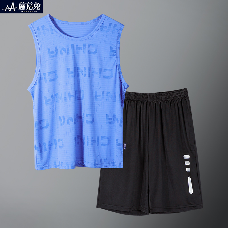 胖童夏装男童背心套装夏季薄款y冰丝青少年男孩无袖速干运动篮球