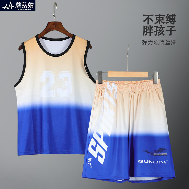 胖童装男童篮球服加肥加大夏季薄款中大童背心套装胖男孩运动球服