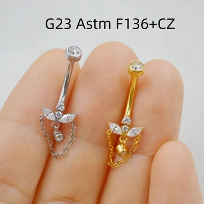 钛合金G23肚脐钉肚脐环锆石肚脐饰品Navel Piercing穿刺穿孔新款