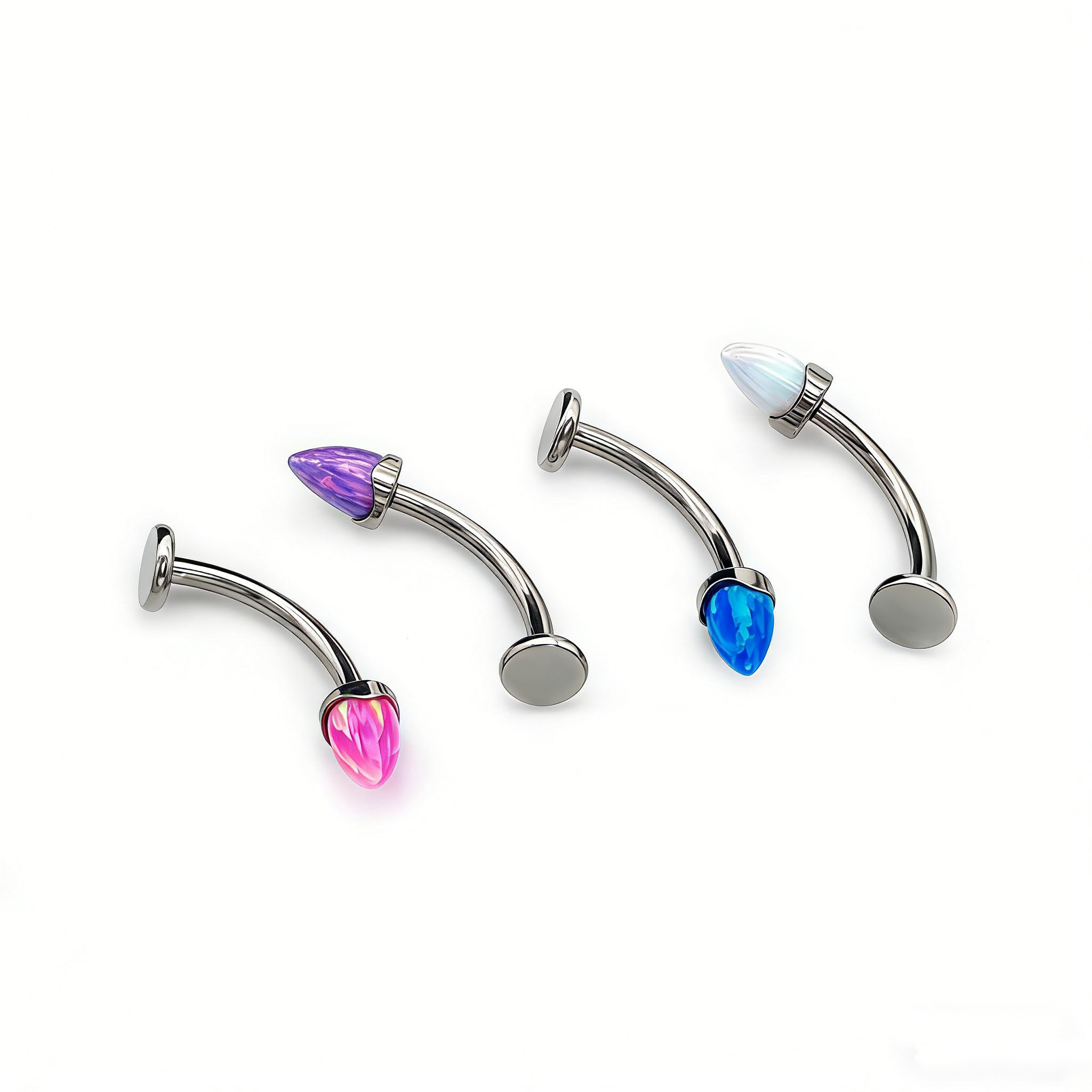 F136钛合金眉钉rook尖锥澳宝弯杆唇钉耳钉人体穿刺饰品虎牙钉