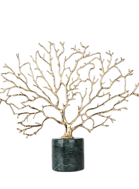 简约现代风珊瑚海树大理石铜制