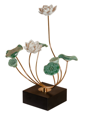 轻奢新中式创意荷花摆件工艺品乔迁新居礼物客厅隔断家饰软装饰品