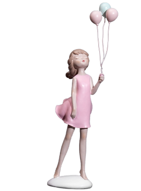 创意手拿气球女孩摆件儿童房北欧