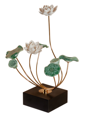 轻奢新中式客厅荷花工艺品摆件