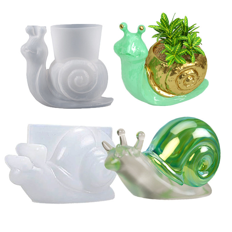 diy水晶滴胶3D立体动物摆件花盆大小号蜗牛硅胶模具