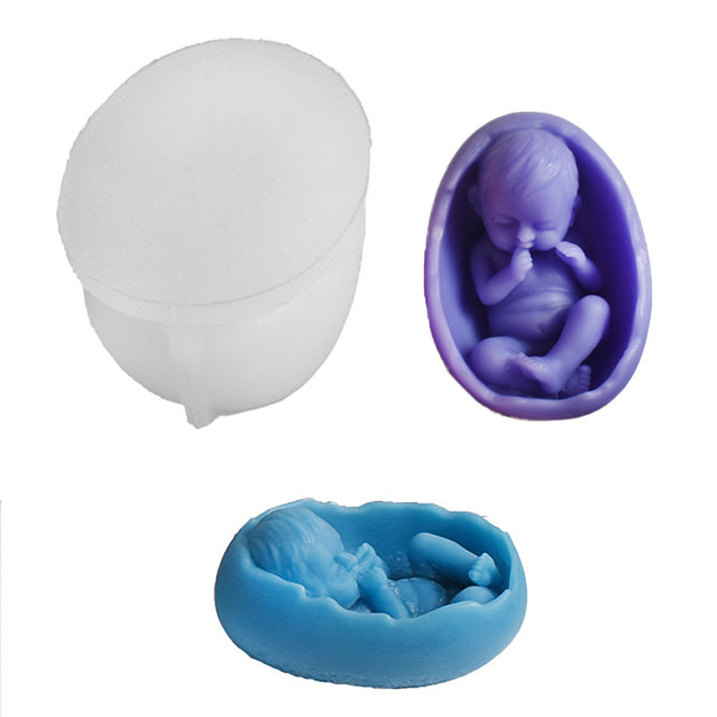 立体蛋壳宝宝蜡烛硅胶模具diy石