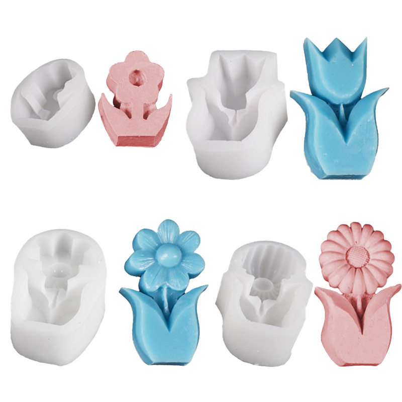 立体花朵蜡烛硅胶模具diy石膏香