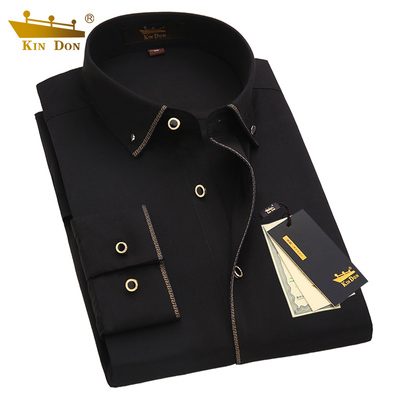 金盾镶边款长袖礼服衬衫男宴会