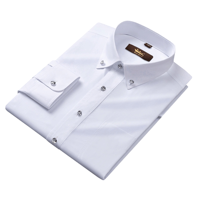 金盾春秋男士长袖白衬衫商务修身水晶扣易打理结婚衬衣工装潮寸衣