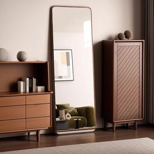 实木全面屏全身镜落地镜家用中古全身镜不变形真实钢化玻璃全身镜