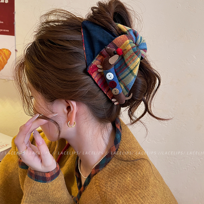 萌宠绚彩~三角抓夹女腊肠狗彩色鲨鱼夹子头饰2025新款高级感发夹