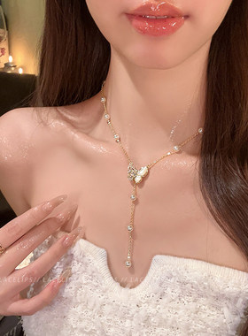 蝴蝶恋人~珍珠流苏项链女