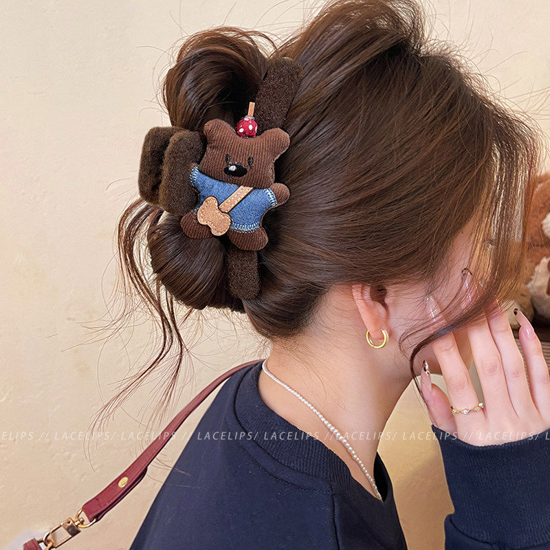 可爱卡通小熊毛绒抓夹女AB面鲨鱼夹子高级感盘发夹大号发量大头饰,饰品/流行首饰/时尚饰品新,发饰,淘宝优惠券,粉丝福利购,淘宝优惠卷