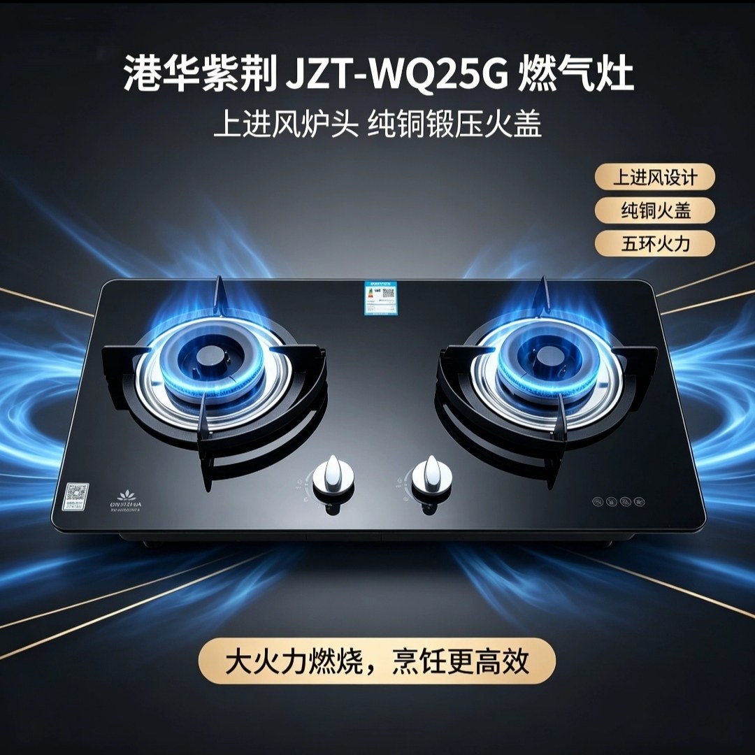 正品港华紫荆JZT-WQ25G燃气灶双灶家用天然气嵌入式灶