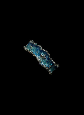 古着vintage复古蓝色花朵戒指