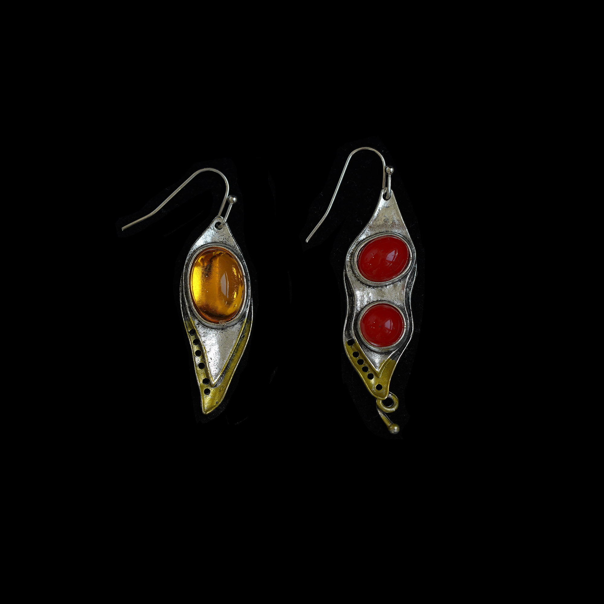 Vintage古着Pea asymmetrical earrings复古耳环