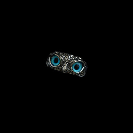 古着vintage复古Hand carved owl eyes猫头鹰戒指
