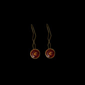 vintage古着Antique disc复古耳饰 flower enamel red