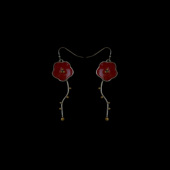 古着vintage复古Antique earrings耳饰 flower red enamel