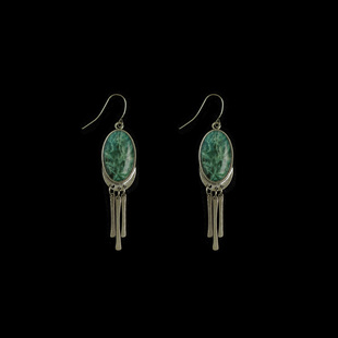 Vintage古着Green oval ethnic style earrings复古耳环