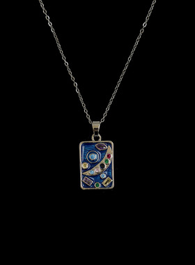 Vintage古着Dripping oil star moon项链复古项链