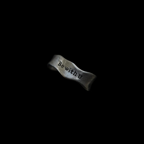 古着vintage复古Ancient silver frosted letter ring戒指