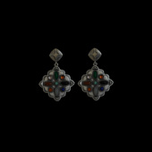 古着Antique earrings复古耳饰 gemstone silver colored