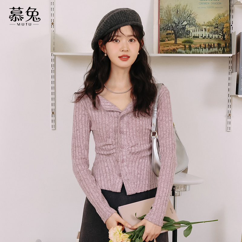 慕兔辣妹修身针织衫上衣