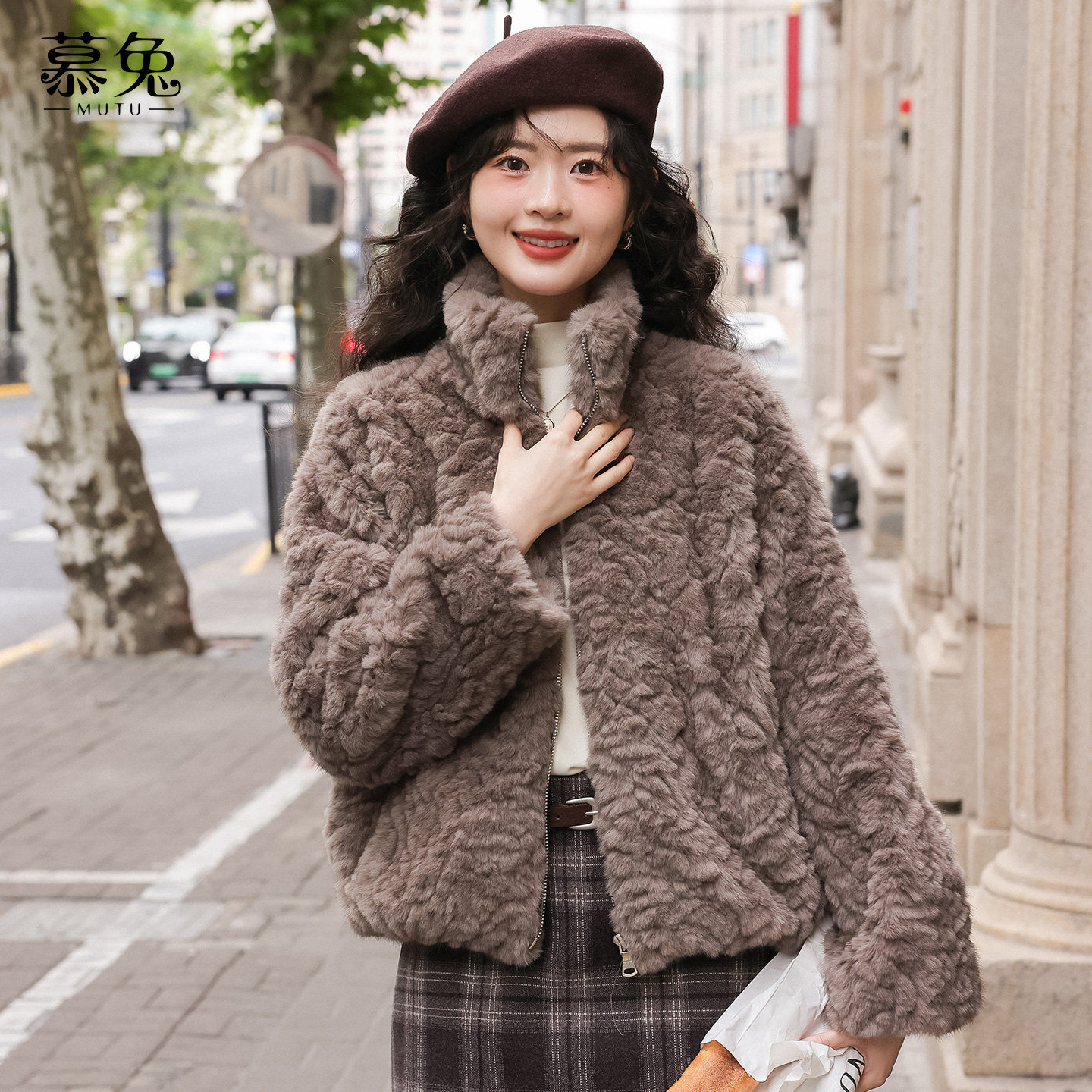 慕兔复古仿羊羔毛立领外套女2025冬季新款设计感小众加厚保暖上衣,女装/女士精品,短外套,淘宝优惠券,粉丝福利购,淘宝优惠卷
