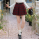 慕兔学院风红色格子短裙女2025冬季 新款 小个子高腰a字百褶半身裙