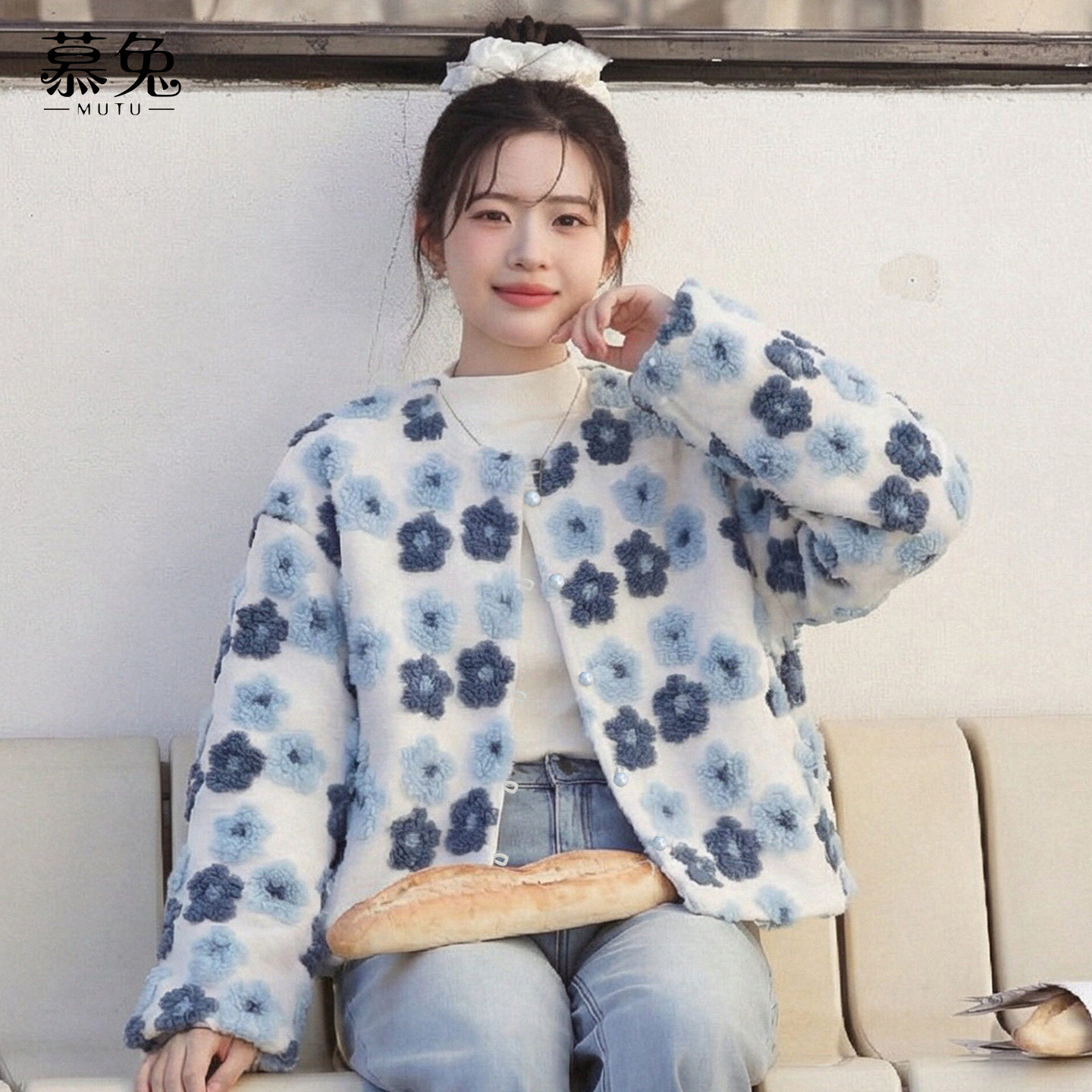 慕兔甜美仿羊羔毛碎花棉衣女2026春季新款小个子宽松圆领棉服外套,女装/女士精品,棉衣/棉服,淘宝优惠券,粉丝福利购,淘宝优惠卷