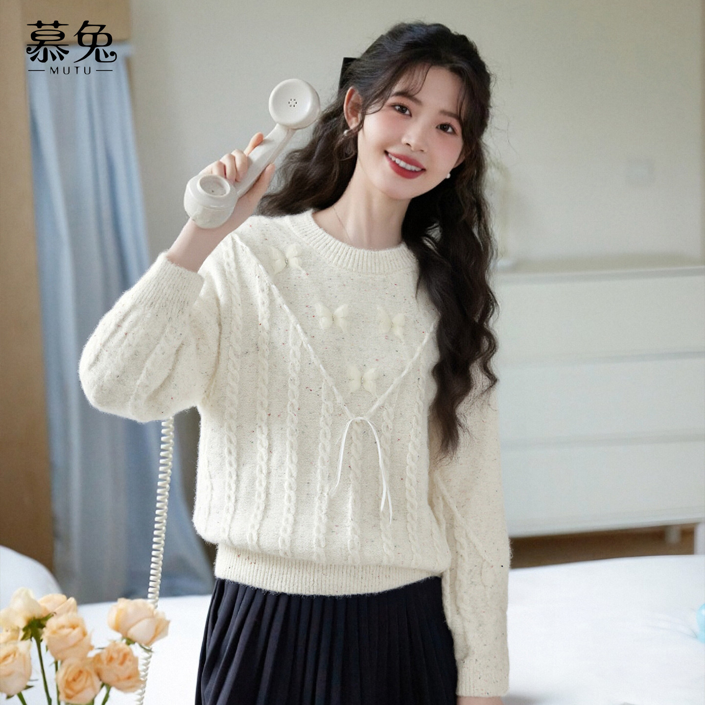 慕兔韩系慵懒风软糯毛衣女2025冬季新款宽松显瘦圆领套头针织上衣,女装/女士精品,毛衣,淘宝优惠券,粉丝福利购,淘宝优惠卷