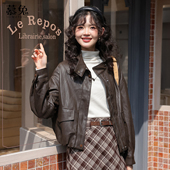 新款 慕兔美式 复古风pu皮衣外套女2025冬季 小个子宽松立领夹克上衣