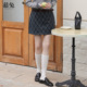 慕兔复古高腰菱格纹包臀短裙女2026春季 新款 小个子毛呢a字半身裙